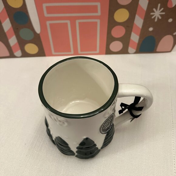 Peppermint & Pine Green Evergreen Trees White Trimmed Mug NWT Hand Painted 2025 - Picture 5 of 5